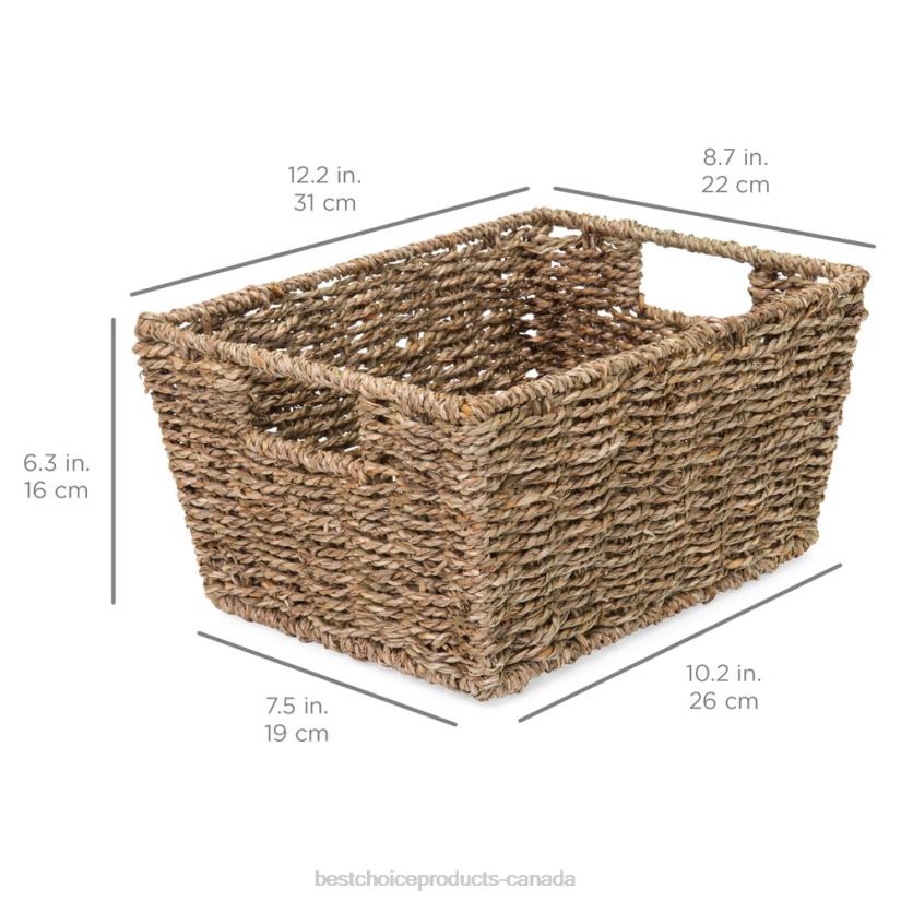 4LT2729 Natural Best Choice Products Set of 4 Seagrass Storage Tote Baskets, Laundry Organizer w/ Insert Handles