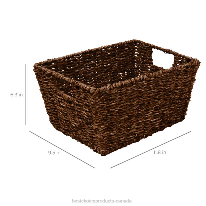 4LT2730 Brown Best Choice Products Set of 4 Seagrass Storage Tote Baskets, Laundry Organizer w/ Insert Handles