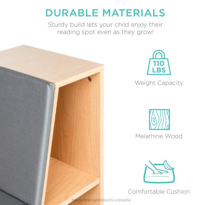 4LT2735 Brown Best Choice Products 6-Cubbie Kids Bookcase Furniture Accent w/ Cushioned Reading Nook