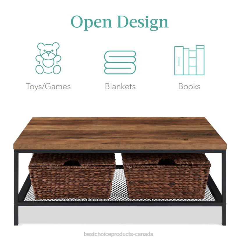 4LT2737 Brown Best Choice Products 2-Tier Modern Coffee Table Industrial Rectangular Accent w/ Shelf