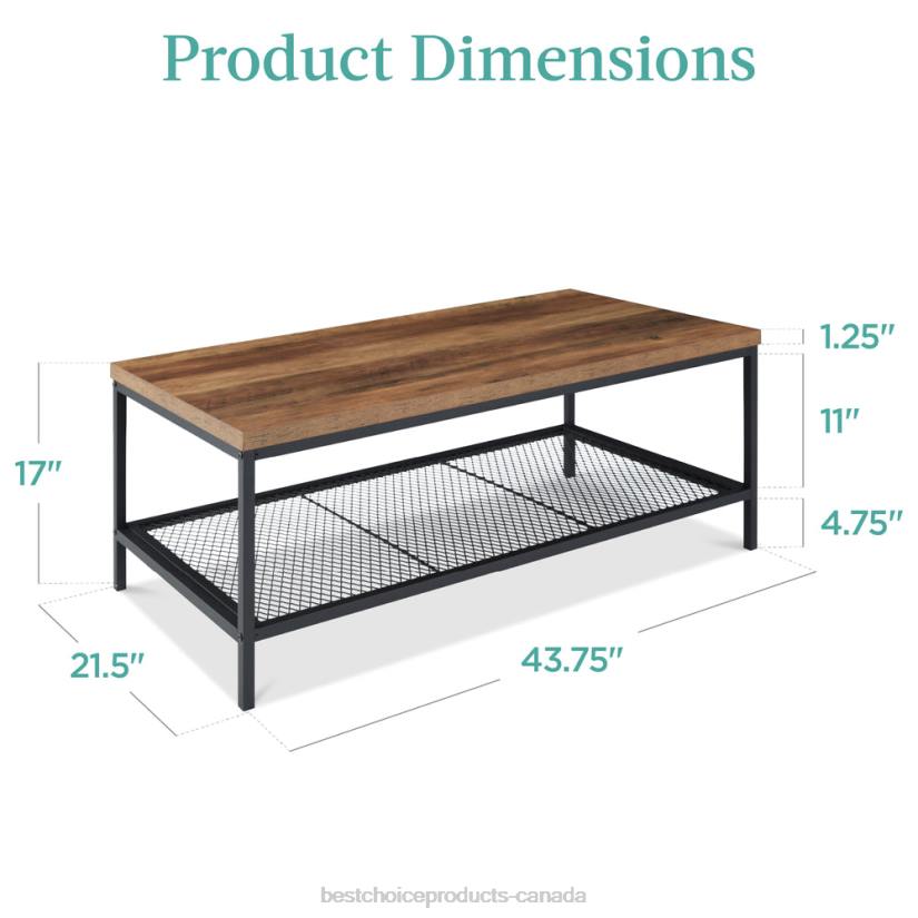 4LT2737 Brown Best Choice Products 2-Tier Modern Coffee Table Industrial Rectangular Accent w/ Shelf