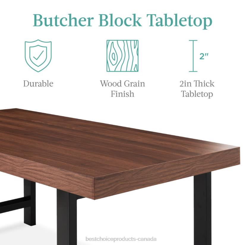 4LT2740 Brown Best Choice Products Modern Butcher Block Top Rectangular Coffee Table w/ Metal Legs