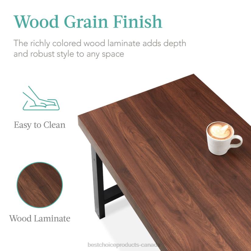 4LT2740 Brown Best Choice Products Modern Butcher Block Top Rectangular Coffee Table w/ Metal Legs