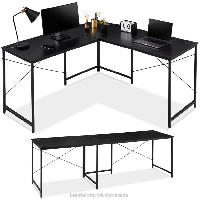 4LT21229 Black Best Choice Products Modular L-Shaped Office Desk w/Customizable Setup