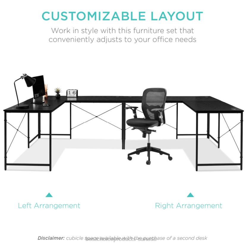 4LT21229 Black Best Choice Products Modular L-Shaped Office Desk w/Customizable Setup