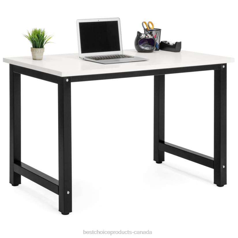 4LT21273 White Best Choice Products 47.25x23.5in Home Office Computer Desk Workstation Table w/ Adjustable Legs