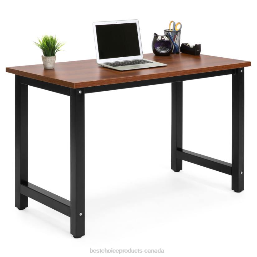 4LT21274 Brown Best Choice Products 47.25x23.5in Home Office Computer Desk Workstation Table w/ Adjustable Legs