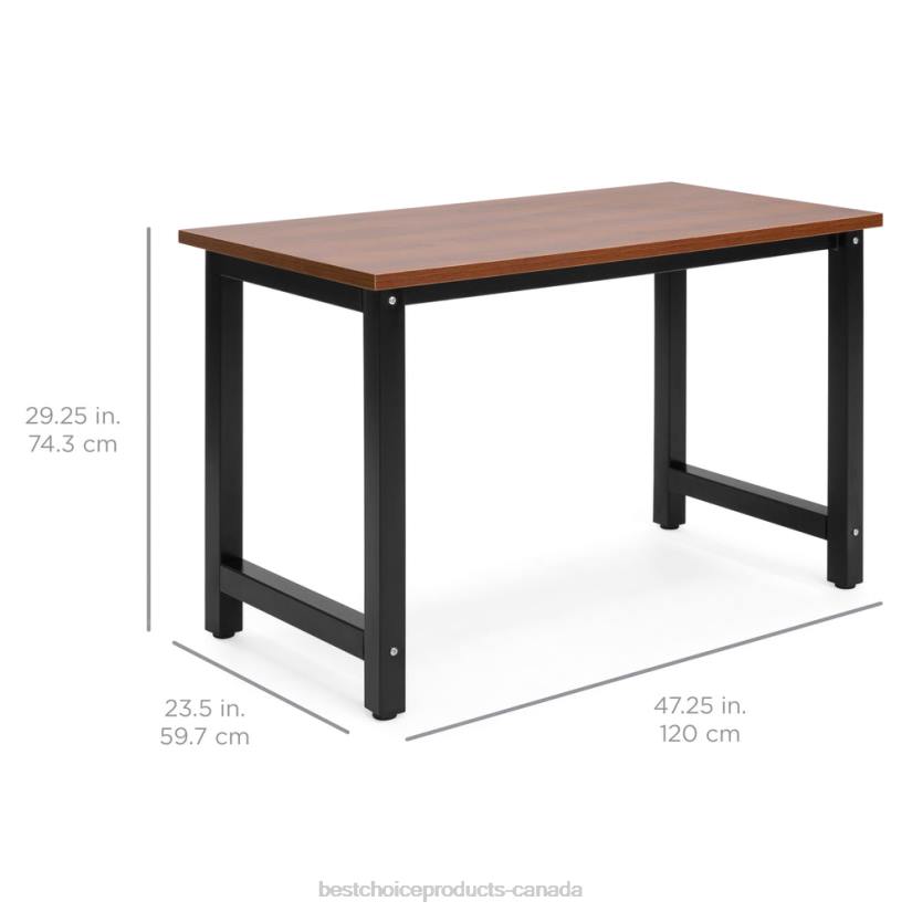 4LT21274 Brown Best Choice Products 47.25x23.5in Home Office Computer Desk Workstation Table w/ Adjustable Legs