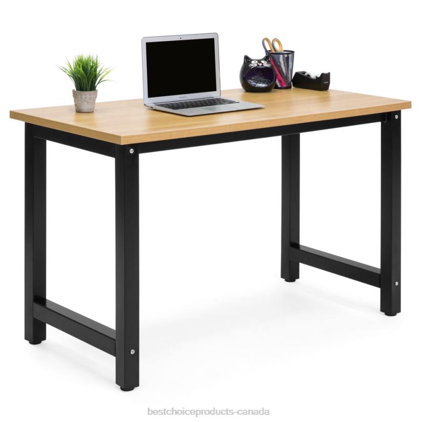 4LT21275 Light Brown Best Choice Products 47.25x23.5in Home Office Computer Desk Workstation Table w/ Adjustable Legs