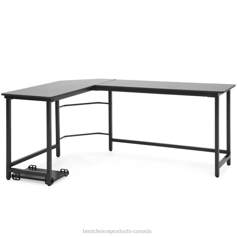 4LT2364 Black Best Choice Products Modern L-Shaped Corner Computer Desk Table Workstation w/ CPU Stand