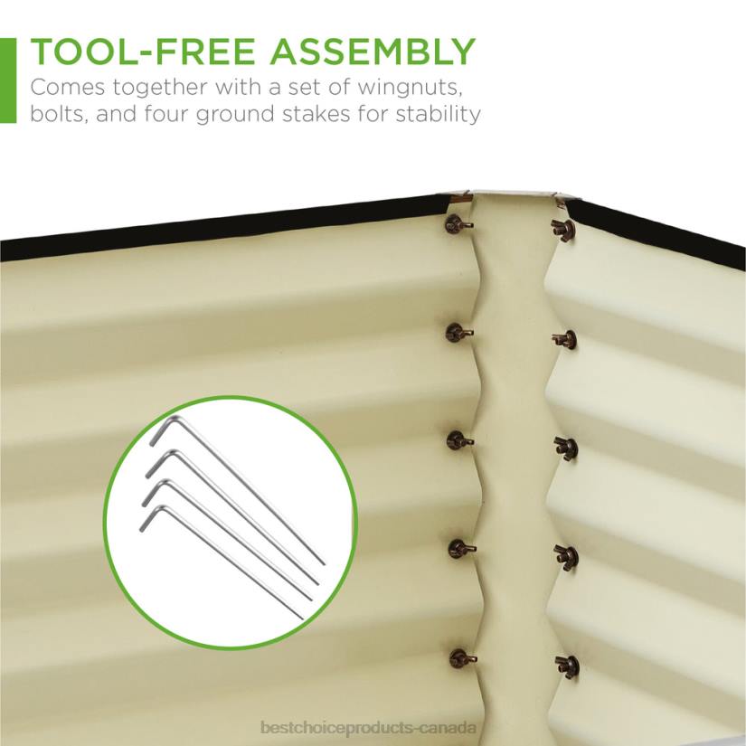 4LT2440 Wood Grain Best Choice Products Outdoor Metal Raised Garden Bed for Vegetables, Flowers, Herbs