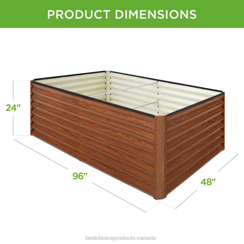 4LT2440 Wood Grain Best Choice Products Outdoor Metal Raised Garden Bed for Vegetables, Flowers, Herbs