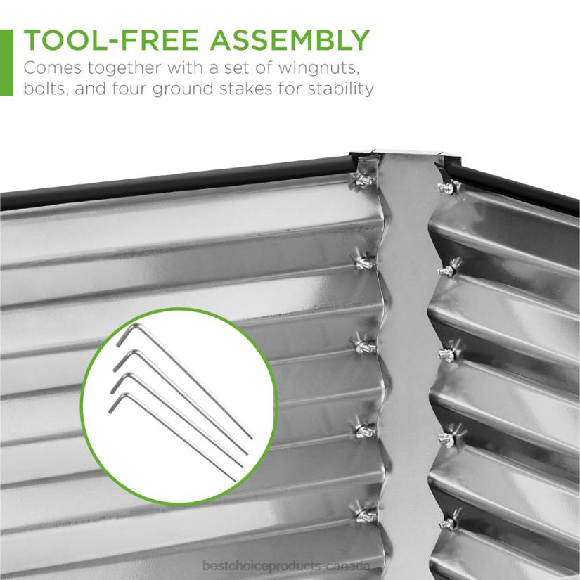 4LT2441 Silver Best Choice Products Outdoor Metal Raised Garden Bed for Vegetables, Flowers, Herbs