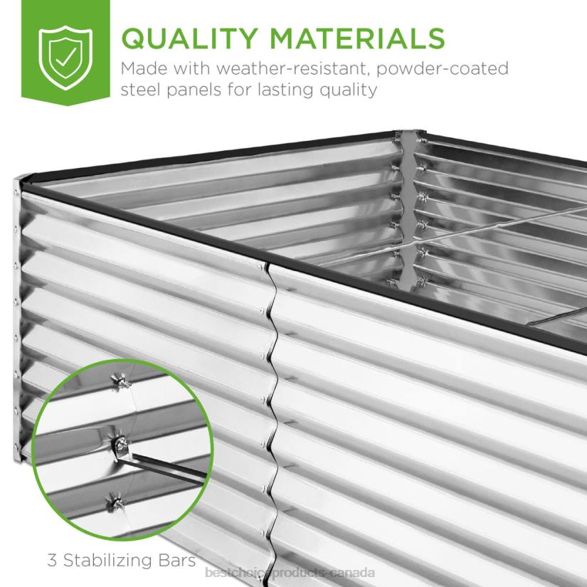 4LT2441 Silver Best Choice Products Outdoor Metal Raised Garden Bed for Vegetables, Flowers, Herbs