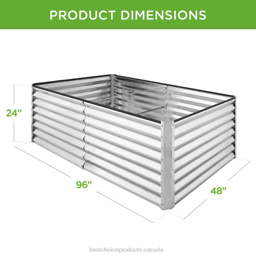 4LT2441 Silver Best Choice Products Outdoor Metal Raised Garden Bed for Vegetables, Flowers, Herbs