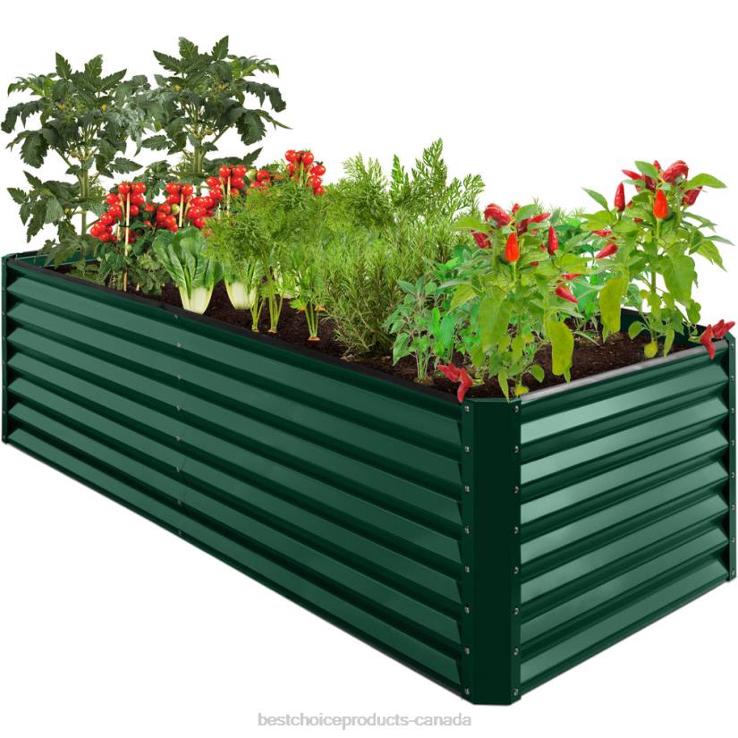 4LT2442 Dark Green Best Choice Products Outdoor Metal Raised Garden Bed for Vegetables, Flowers, Herbs