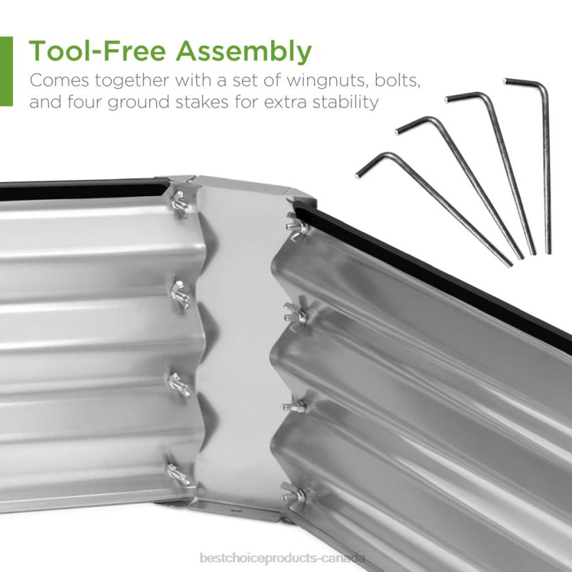 4LT2448 Silver Best Choice Products Outdoor Metal Raised Garden Bed for Vegetables, Flowers, Herbs