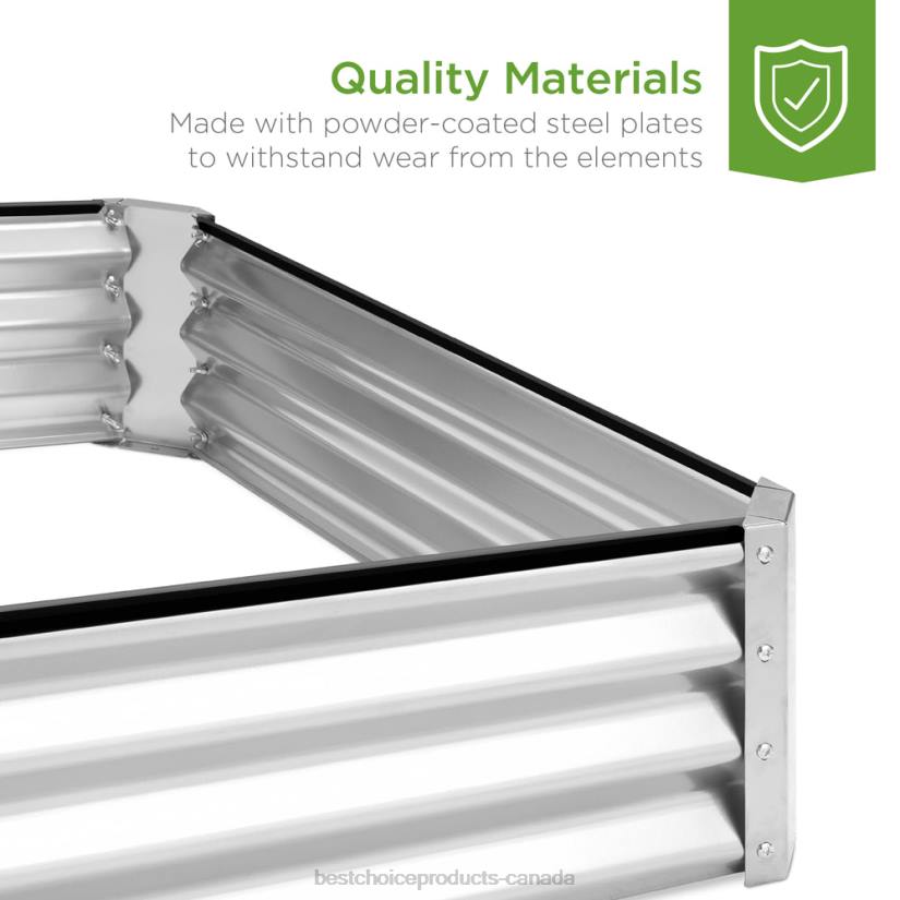 4LT2448 Silver Best Choice Products Outdoor Metal Raised Garden Bed for Vegetables, Flowers, Herbs