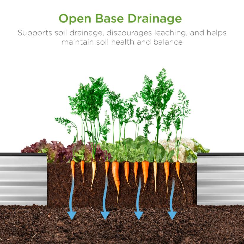 4LT2448 Silver Best Choice Products Outdoor Metal Raised Garden Bed for Vegetables, Flowers, Herbs