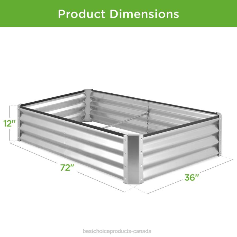 4LT2448 Silver Best Choice Products Outdoor Metal Raised Garden Bed for Vegetables, Flowers, Herbs