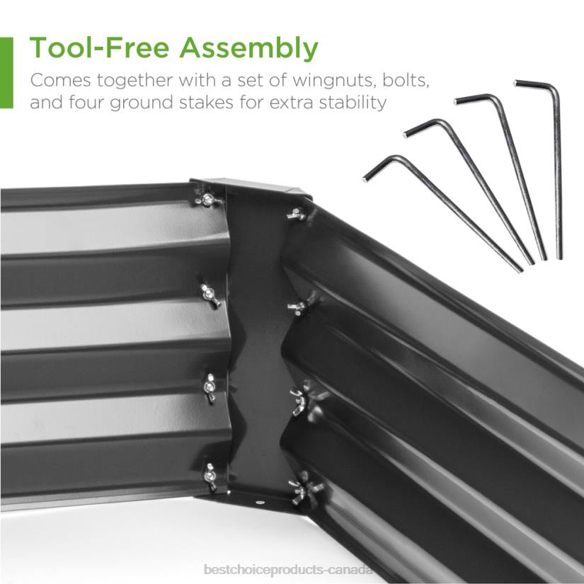 4LT2449 Dark Gray Best Choice Products Outdoor Metal Raised Garden Bed for Vegetables, Flowers, Herbs