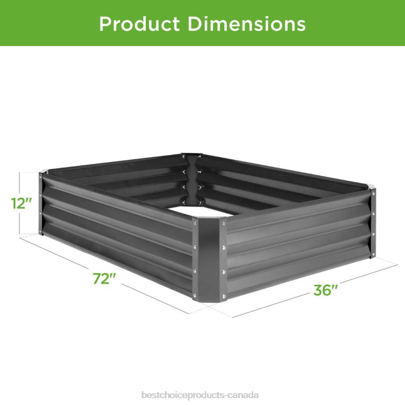 4LT2449 Dark Gray Best Choice Products Outdoor Metal Raised Garden Bed for Vegetables, Flowers, Herbs