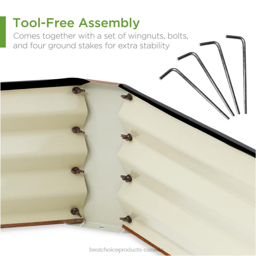 4LT2450 Wood Grain Best Choice Products Outdoor Metal Raised Garden Bed for Vegetables, Flowers, Herbs