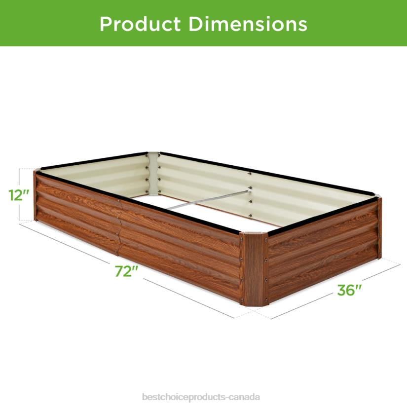 4LT2450 Wood Grain Best Choice Products Outdoor Metal Raised Garden Bed for Vegetables, Flowers, Herbs