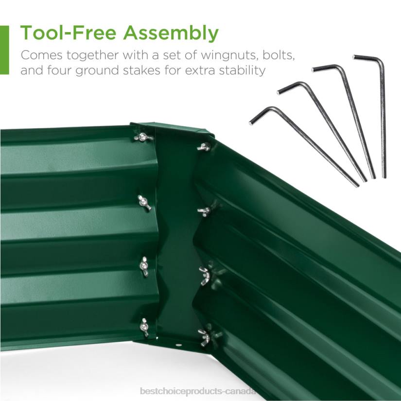 4LT2451 Dark Green Best Choice Products Outdoor Metal Raised Garden Bed for Vegetables, Flowers, Herbs