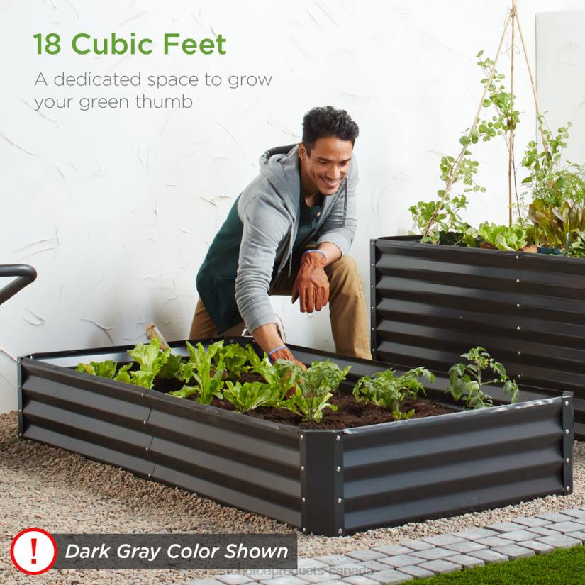 4LT2451 Dark Green Best Choice Products Outdoor Metal Raised Garden Bed for Vegetables, Flowers, Herbs