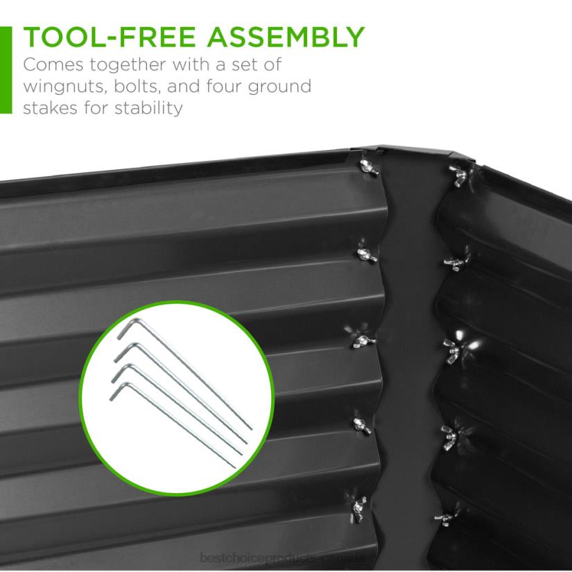 4LT2452 Gray Best Choice Products Outdoor Metal Raised Garden Bed for Vegetables, Flowers, Herbs