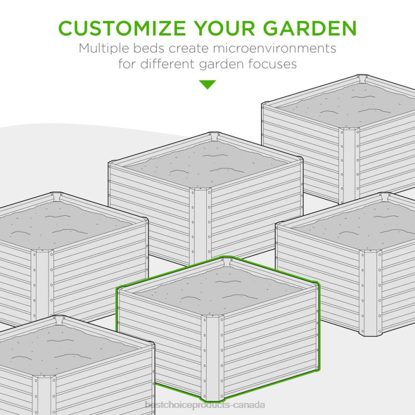 4LT2452 Gray Best Choice Products Outdoor Metal Raised Garden Bed for Vegetables, Flowers, Herbs