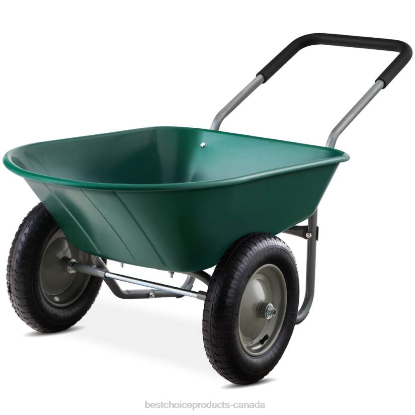 4LT2455 Green Best Choice Products Dual-Wheel Wheelbarrow Garden Cart