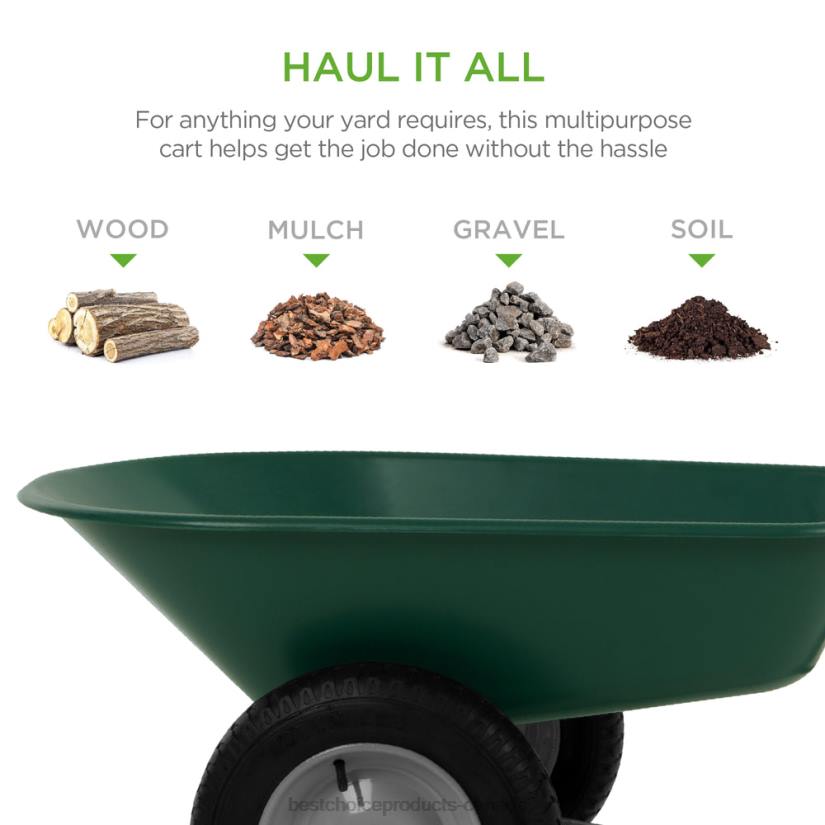 4LT2455 Green Best Choice Products Dual-Wheel Wheelbarrow Garden Cart