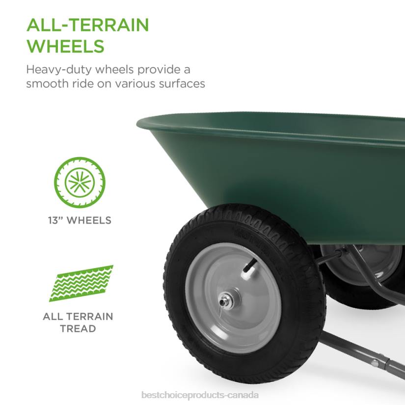 4LT2455 Green Best Choice Products Dual-Wheel Wheelbarrow Garden Cart