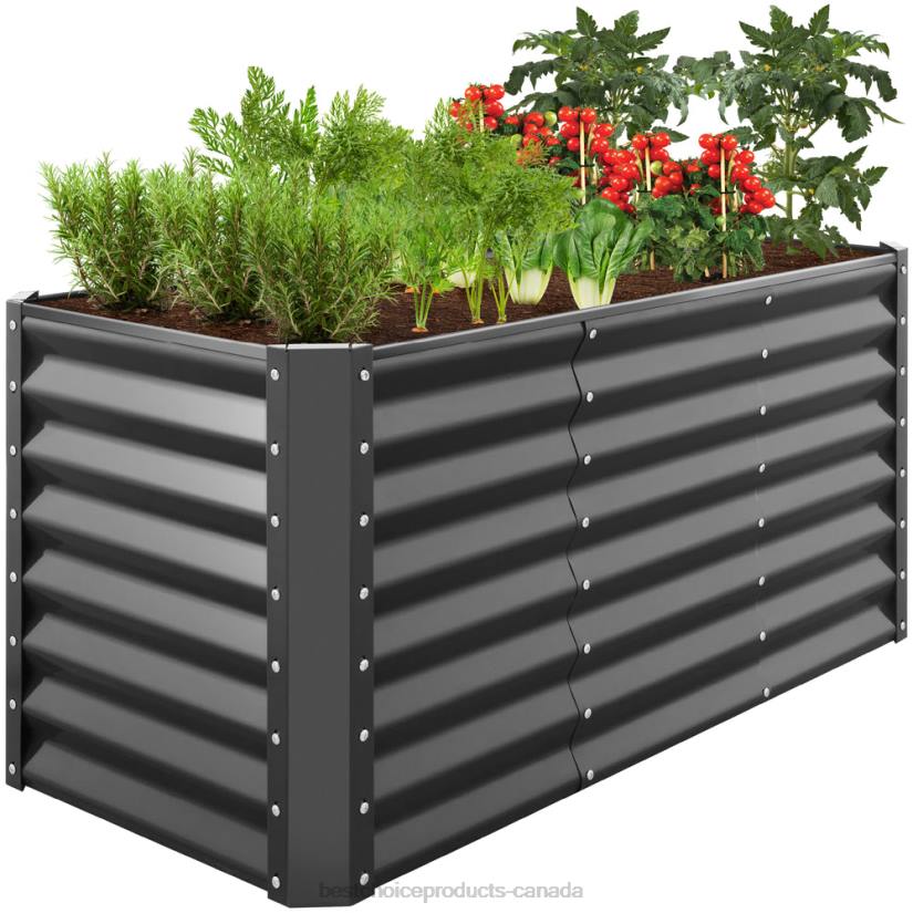 4LT2456 Charcoal Best Choice Products Outdoor Metal Raised Garden Bed for Vegetables, Flowers, Herbs