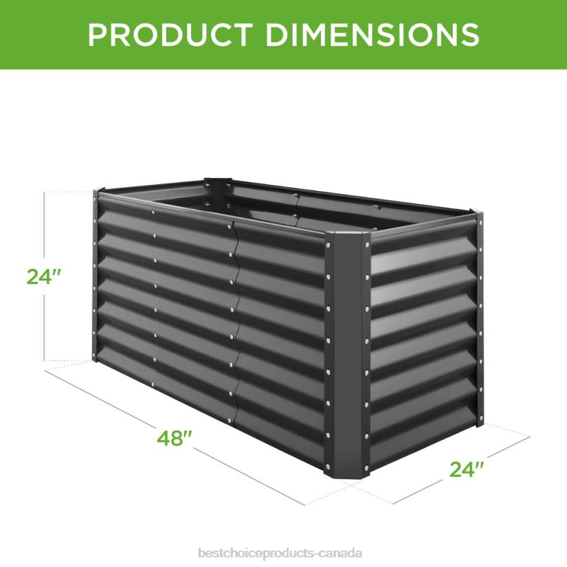4LT2456 Charcoal Best Choice Products Outdoor Metal Raised Garden Bed for Vegetables, Flowers, Herbs