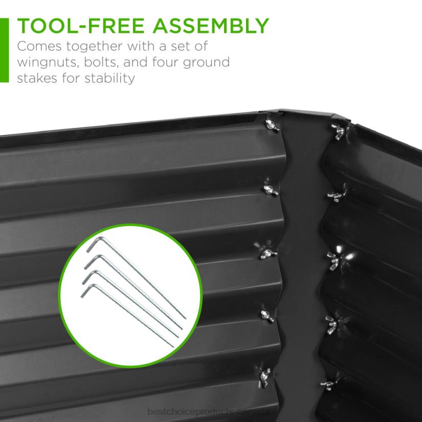 4LT2458 Gray Best Choice Products Outdoor Metal Raised Garden Bed for Vegetables, Flowers, Herbs