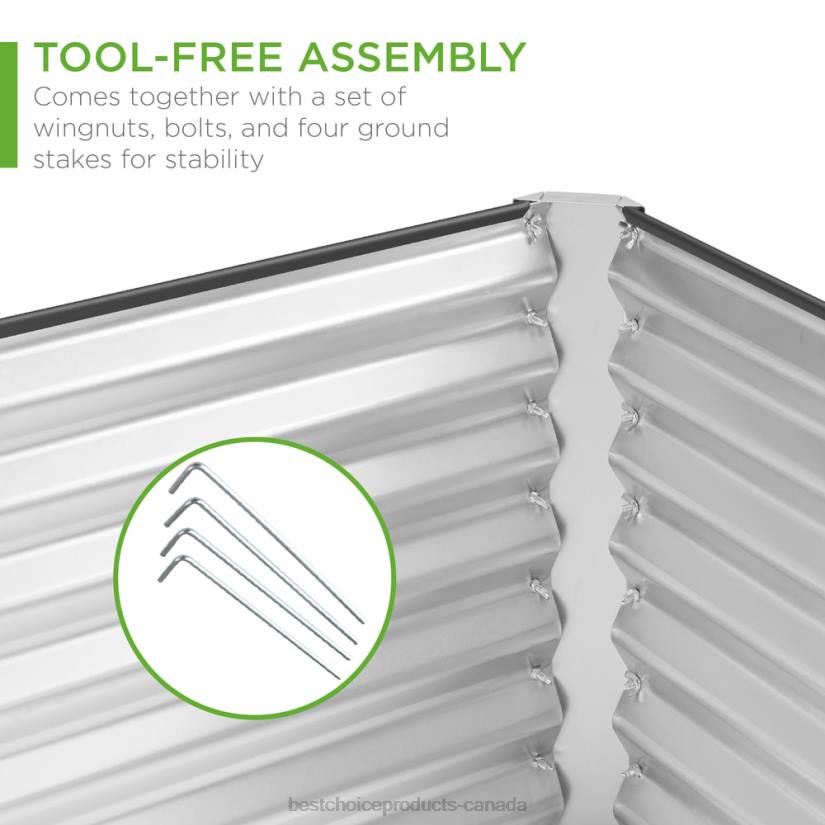 4LT2459 Silver Best Choice Products Outdoor Metal Raised Garden Bed for Vegetables, Flowers, Herbs