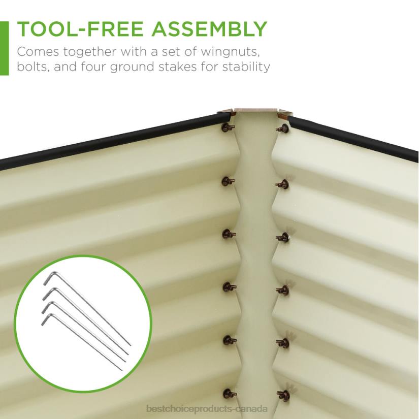 4LT2460 Wood Grain Best Choice Products Outdoor Metal Raised Garden Bed for Vegetables, Flowers, Herbs