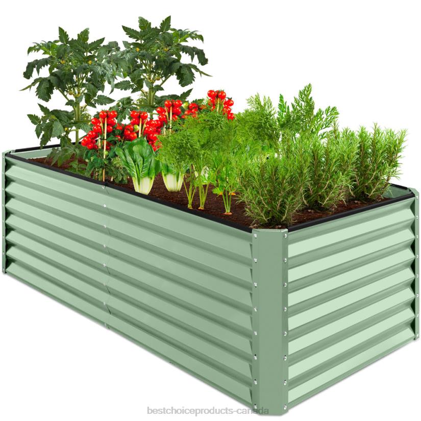 4LT2461 Sage Green Best Choice Products Outdoor Metal Raised Garden Bed for Vegetables, Flowers, Herbs