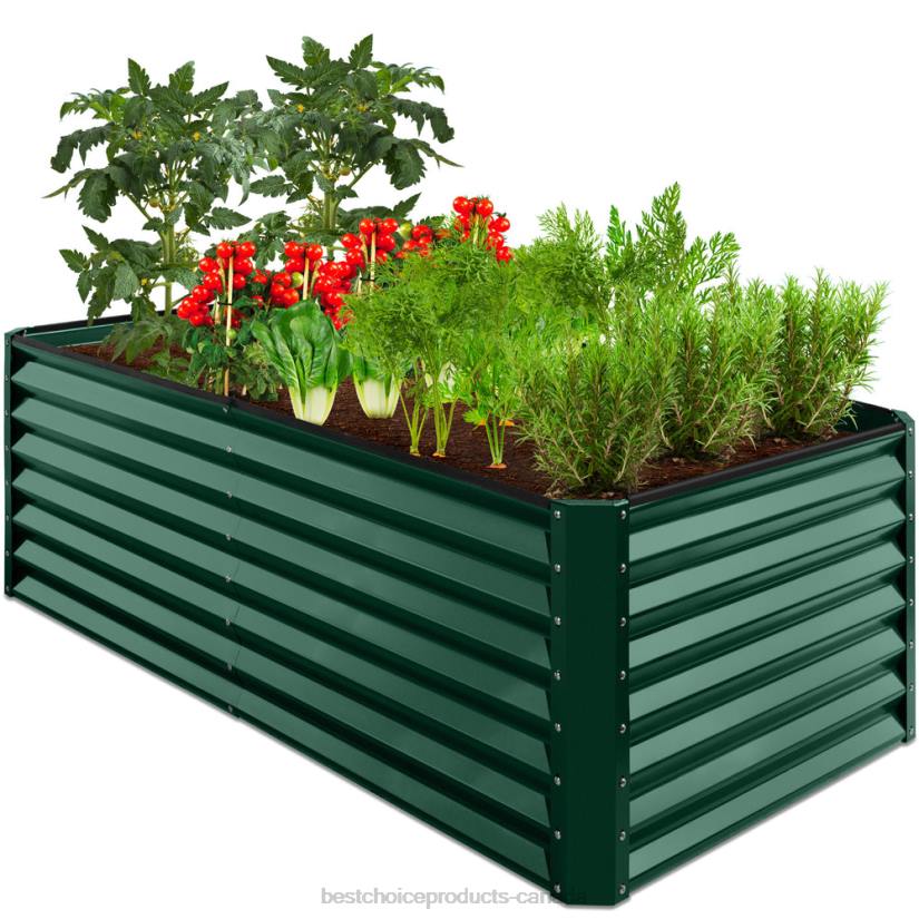 4LT2463 Dark Green Best Choice Products Outdoor Metal Raised Garden Bed for Vegetables, Flowers, Herbs