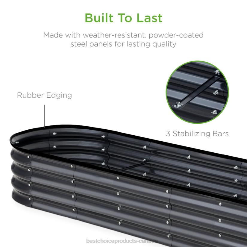 4LT2466 Charcoal Best Choice Products Outdoor Metal Raised Oval Garden Bed for Vegetables, Flowers