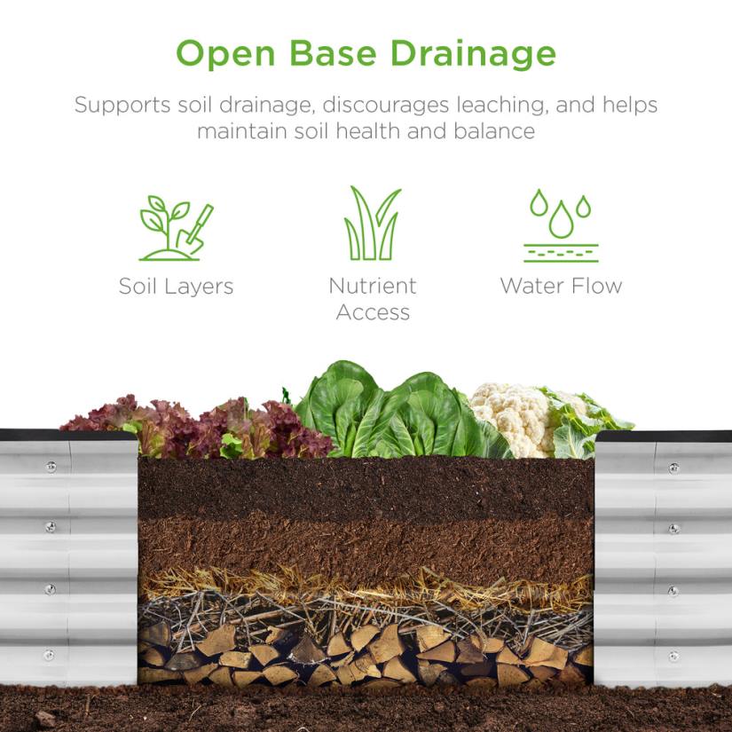 4LT2468 Silver Best Choice Products Outdoor Metal Raised Oval Garden Bed for Vegetables, Flowers