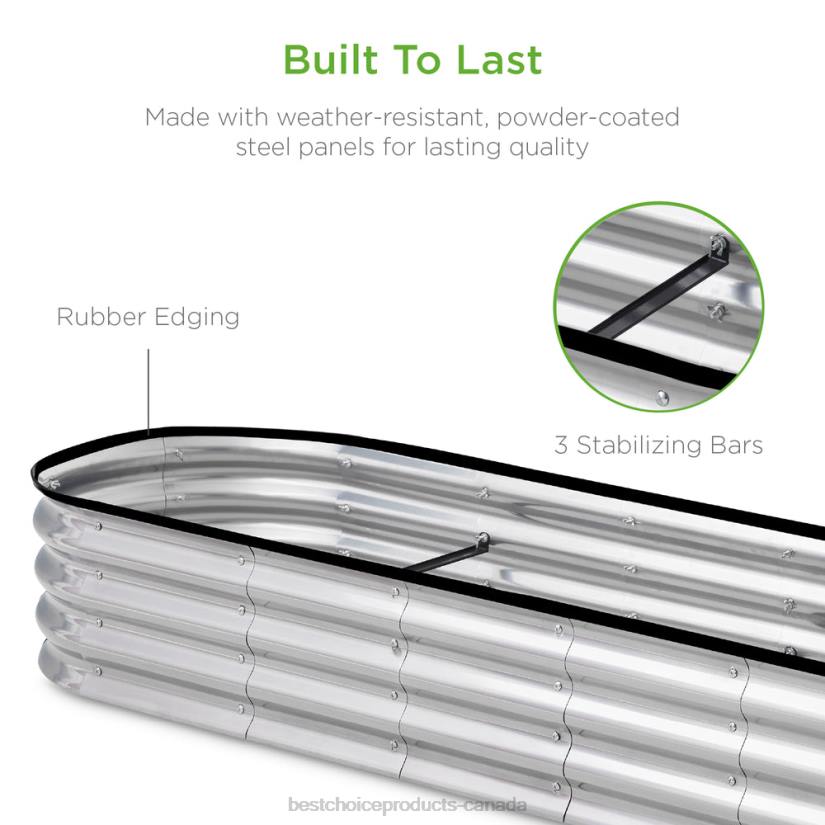 4LT2468 Silver Best Choice Products Outdoor Metal Raised Oval Garden Bed for Vegetables, Flowers