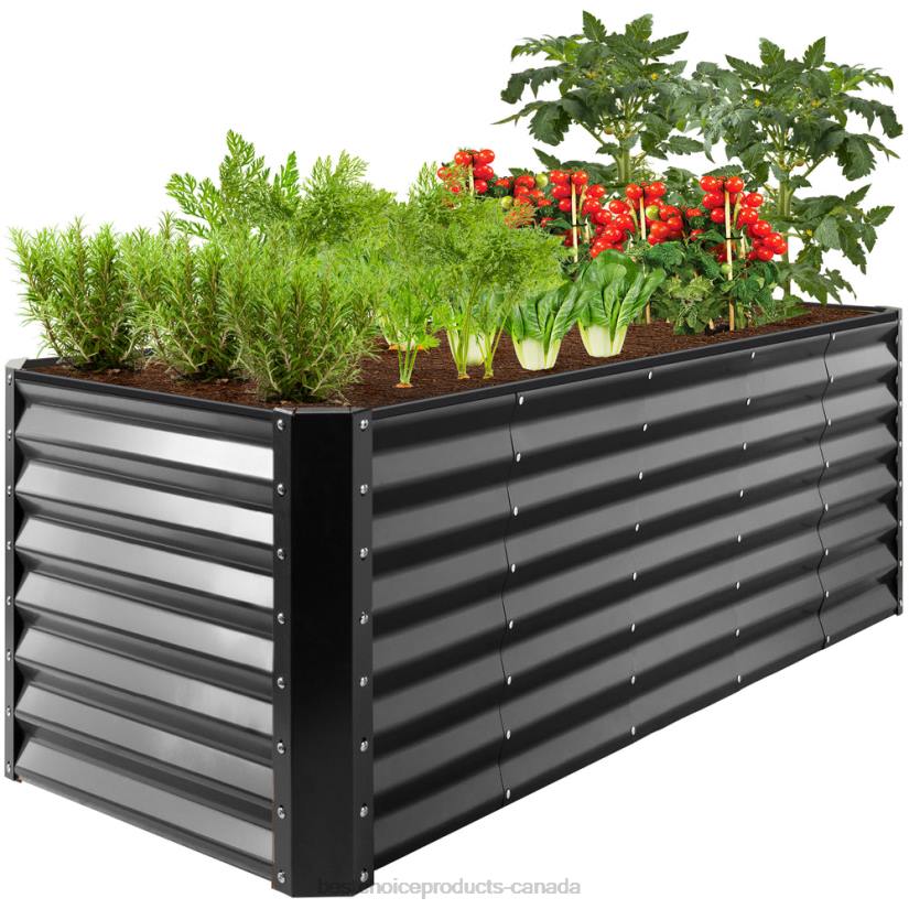 4LT2469 Charcoal Best Choice Products Outdoor Metal Raised Garden Bed for Vegetables, Flowers, Herbs