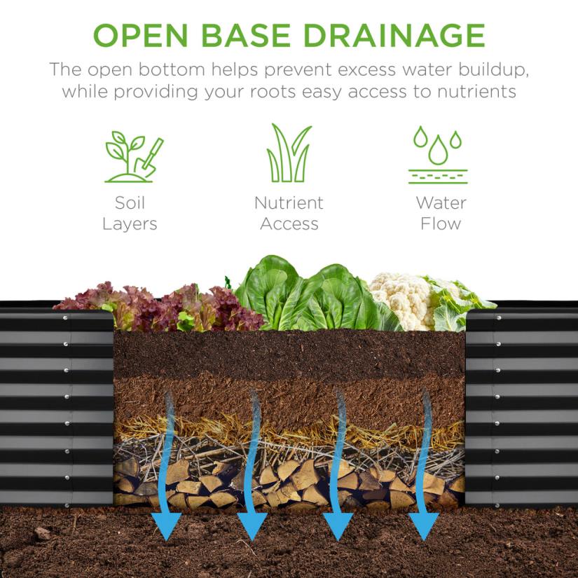 4LT2469 Charcoal Best Choice Products Outdoor Metal Raised Garden Bed for Vegetables, Flowers, Herbs