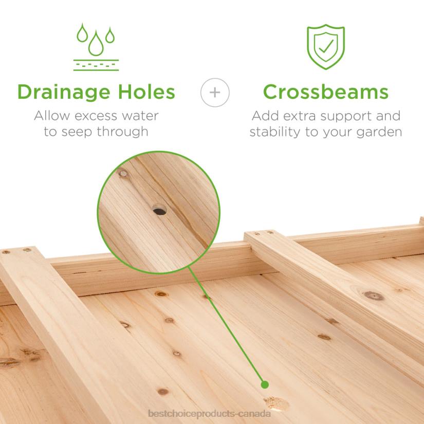 4LT2473 Natural Best Choice Products Mobile Raised Garden Bed Elevated Planter w/ Wheels, Shelf