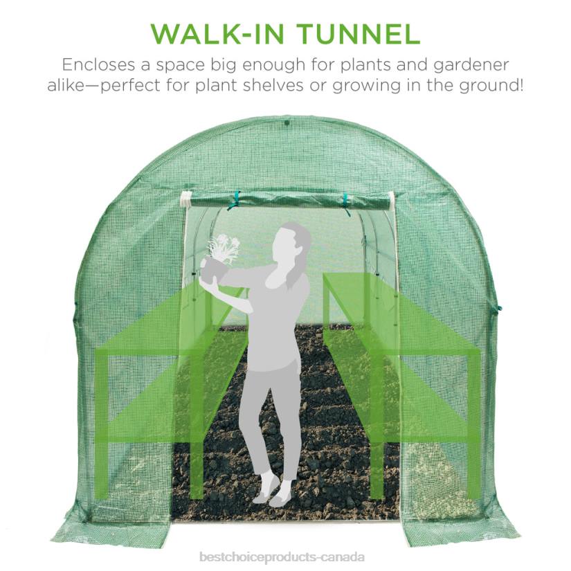 4LT2958 Green Best Choice Products Walk-In Greenhouse Tunnel Tent w/ Roll-Up Windows, Zippered Door