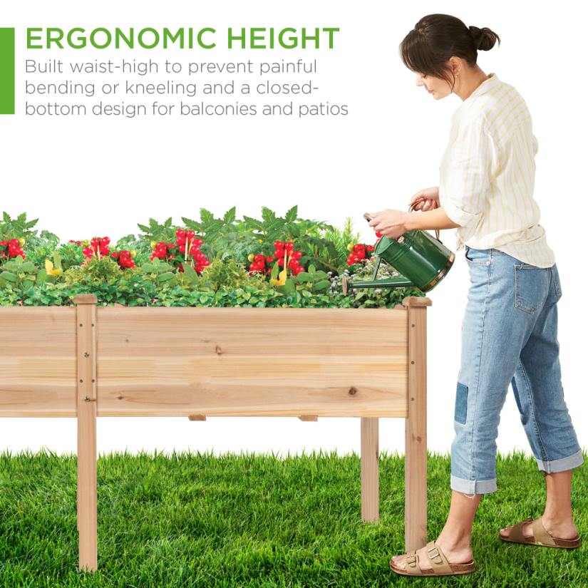 4LT2963 Natural Best Choice Products Raised Garden Bed, Elevated Wood Garden Planter Stand